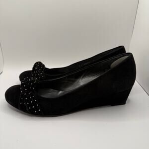 Stuart Weitzman Woman’s Dotson Suede Studded Slip Knot Wedge Pump- Size‎ 8.5N